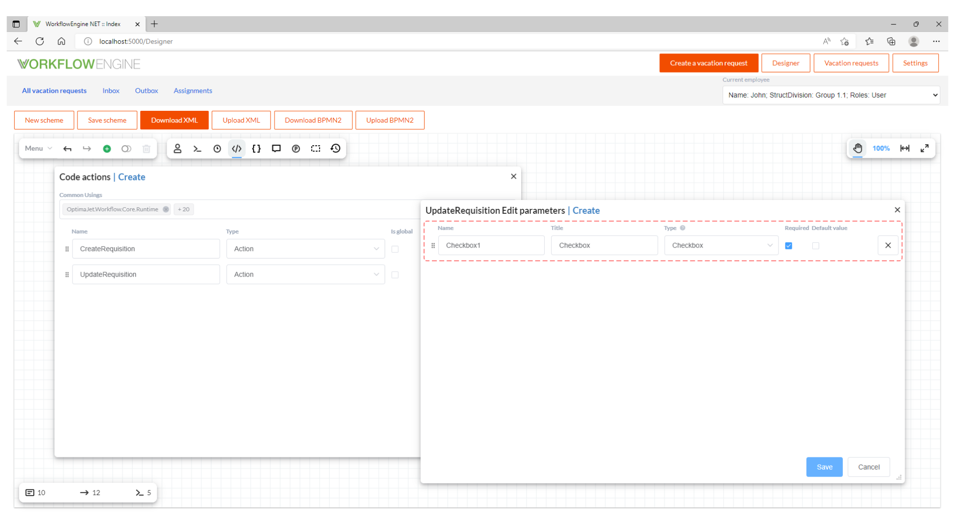 Single parameter window