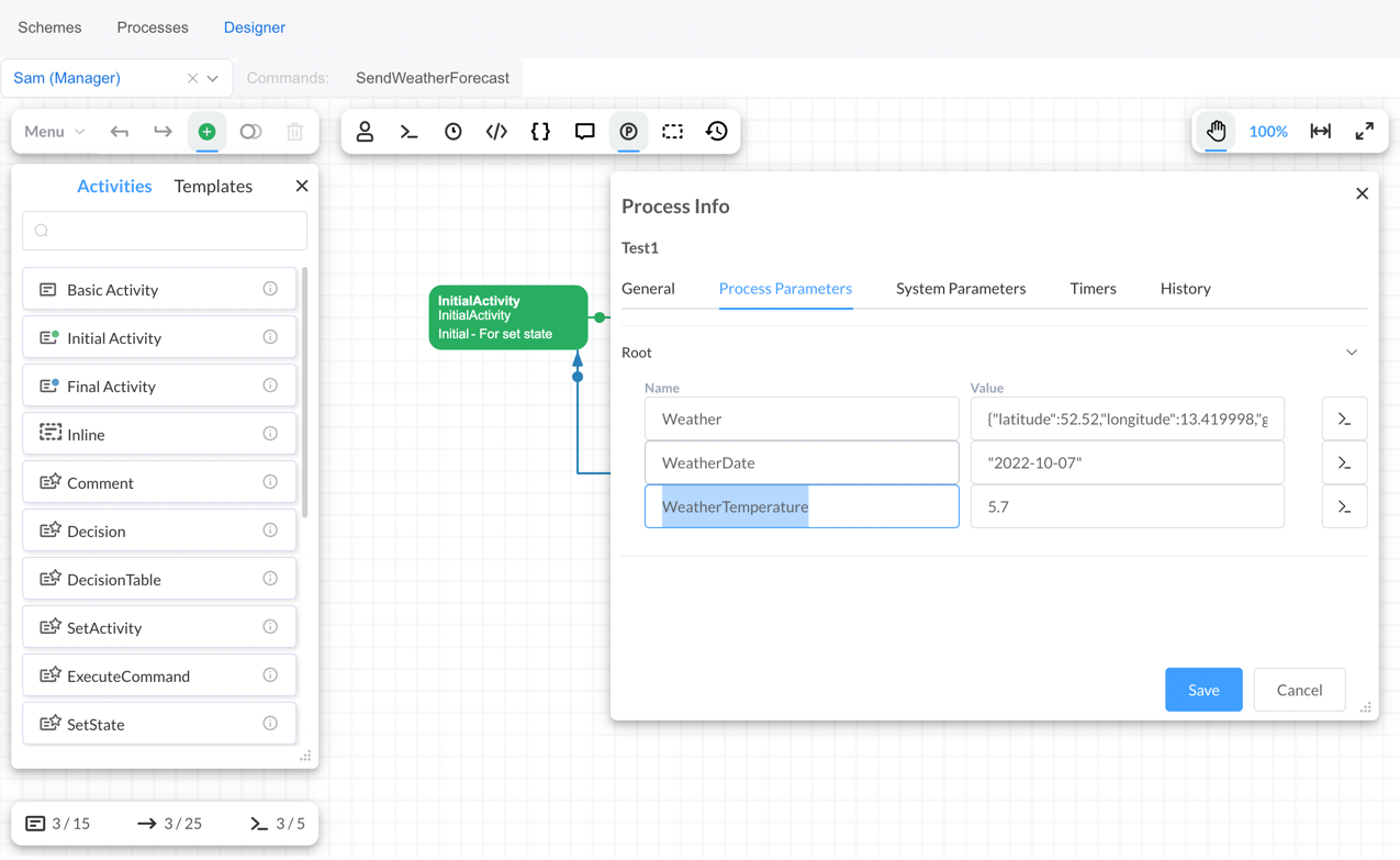Process parameters