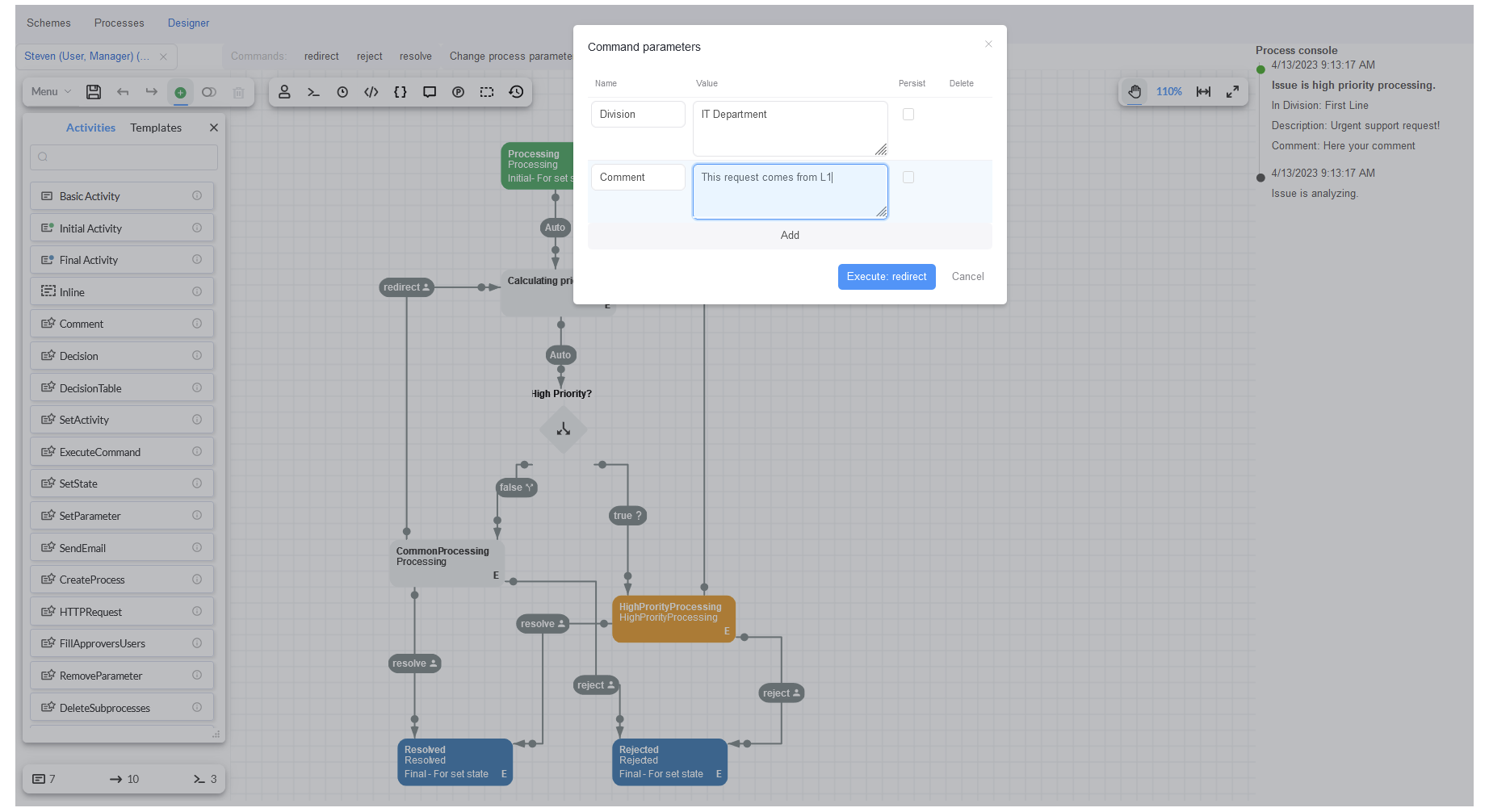 Command parameters