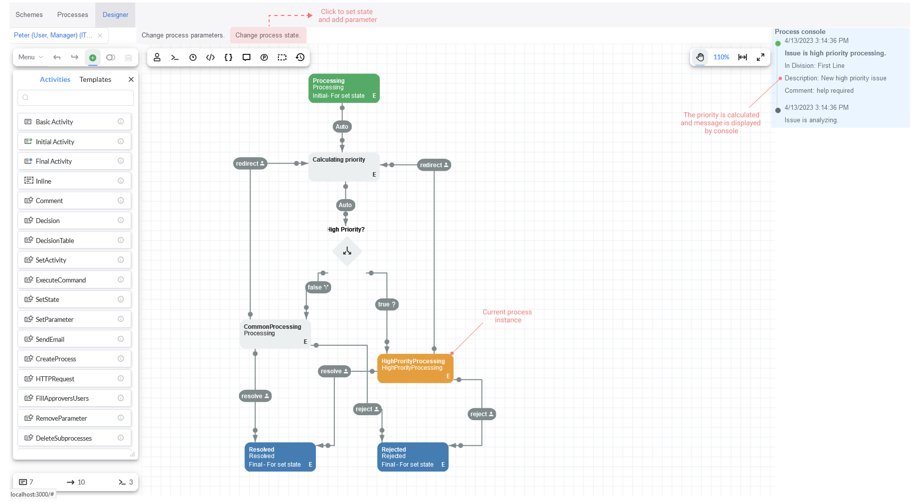 Process instance running